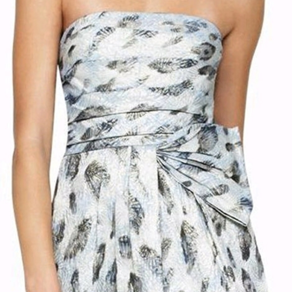 BCBGMAXAZRIA Metallic Jacquard Strapless Mini Dress, Haze Combo Print, Size 8 - Picture 2 of 12